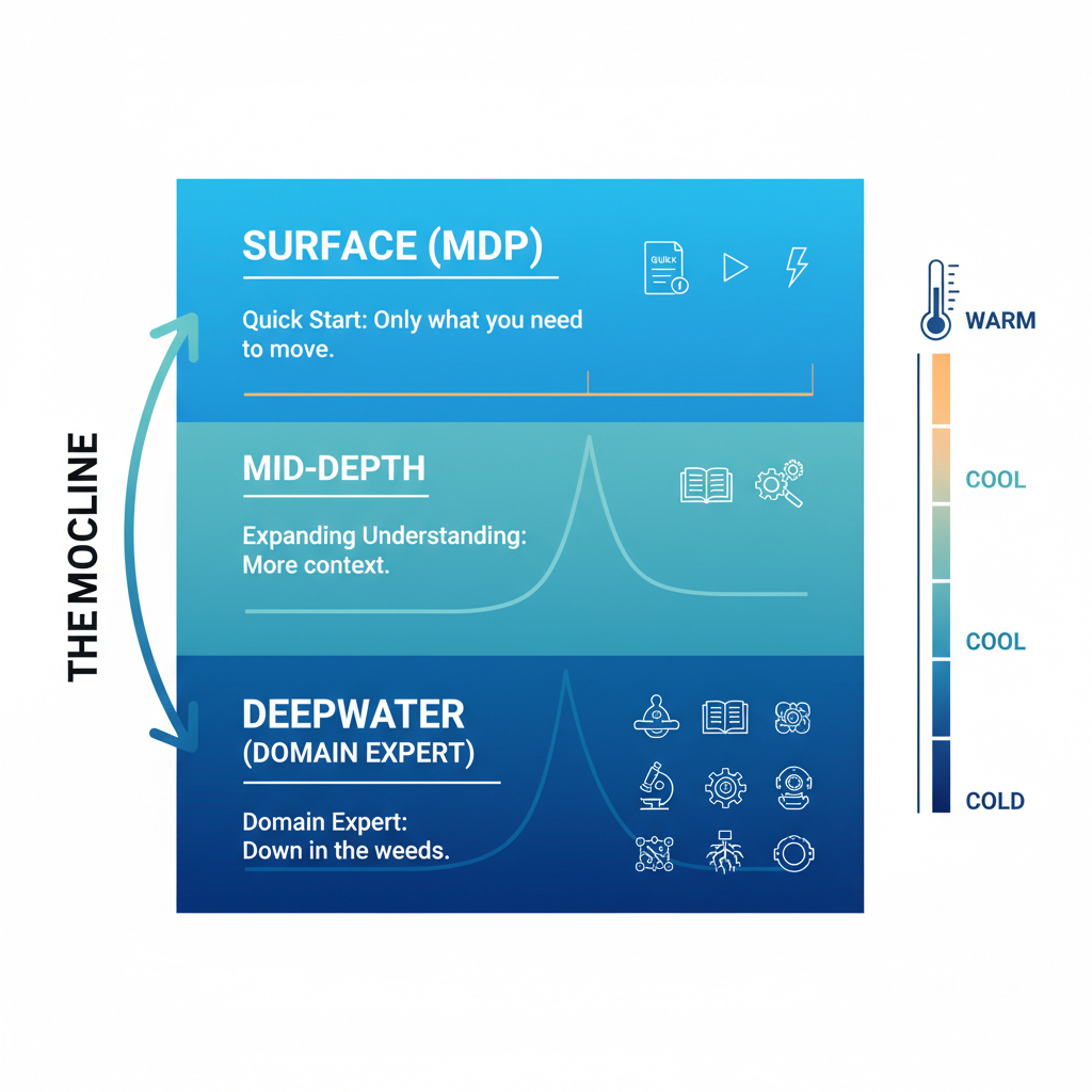 Thermocline Principle - Ocean depth layers representing content organization